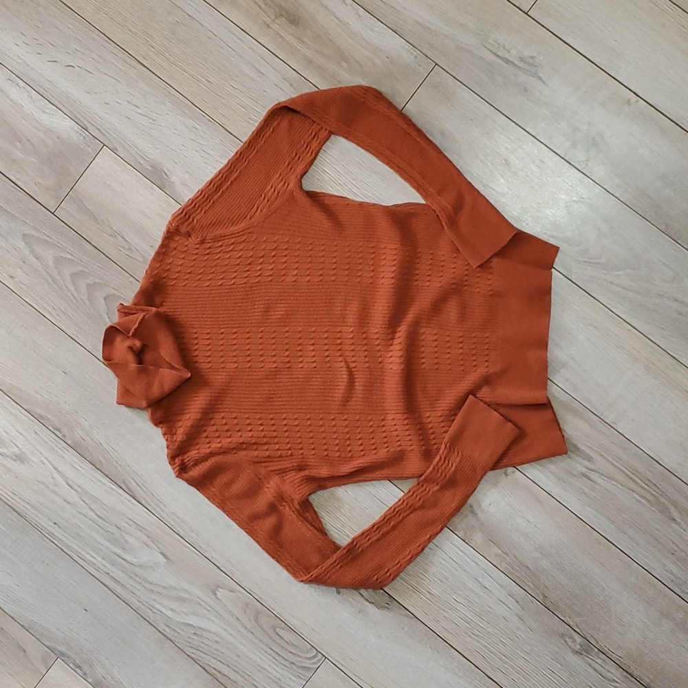 Mango Rust Brown Knit Turtleneck